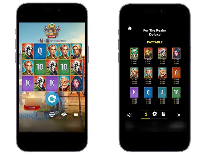 Main game screen and paytable